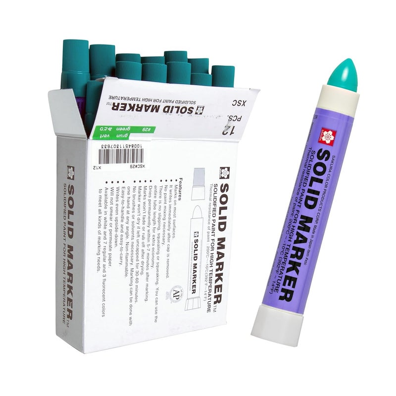 SAKURA SOLID MARKER Sakura Solid Paint Markers - Permanent Marker Pens - Window, Wood & Glass Marker - Green Paint - 12 Pack - Image 1